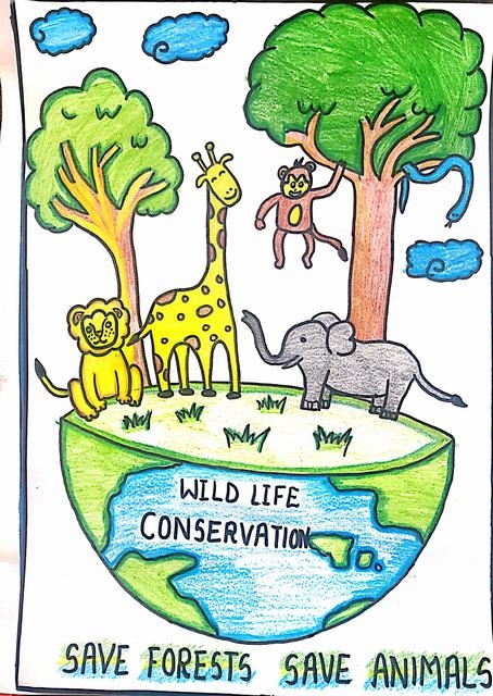 Save wildlife poster drawing  How to draw wildlife conservation